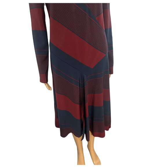 NWT Tory Burch Lyon Navy and Burgundy Strip V-Neck Dress (no neck tie) Sz 4 - Picture 8 of 17